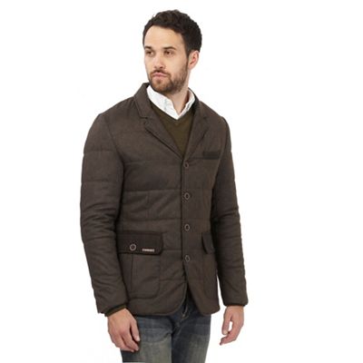 Dark brown quilted single breasted jacket